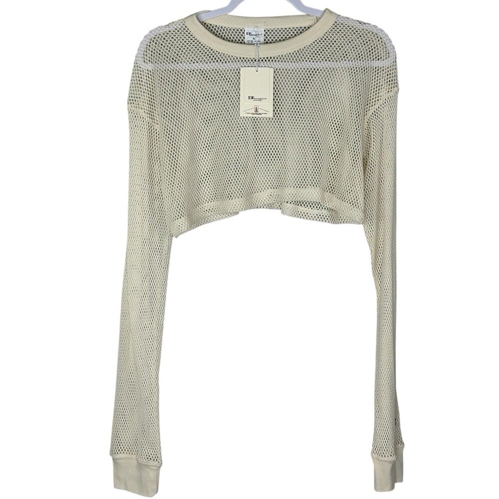 NWT Champion Urban Outfitters Crop Top Fishnet Sheer Mesh Layering Size M